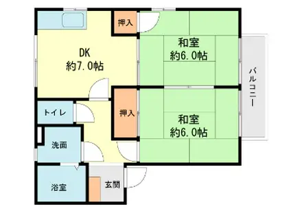 ドミール宝町(2DK/1階)の間取り写真