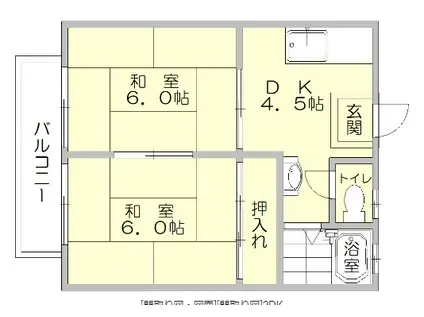 ファミールコートA(2DK/1階)の間取り写真