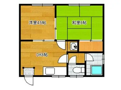 中江コーポ(2DK/1階)の間取り写真