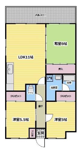 セゾン春日(3LDK/3階)の間取り写真