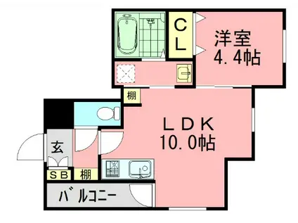 LA BALA竹下駅南(1LDK/2階)の間取り写真
