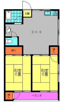 松尾アパート(2LDK/2階)の間取り写真