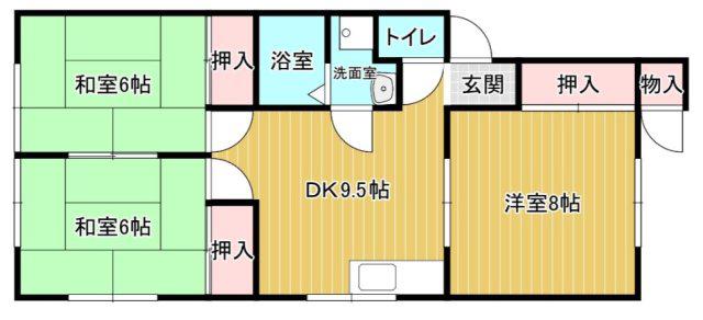若葉ハイツ(3LDK/1階)の間取り写真