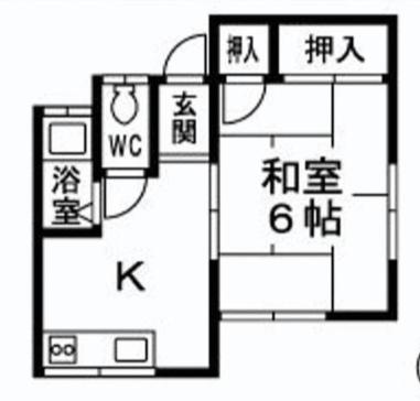 大谷ハイツ(1DK/1階)の間取り写真