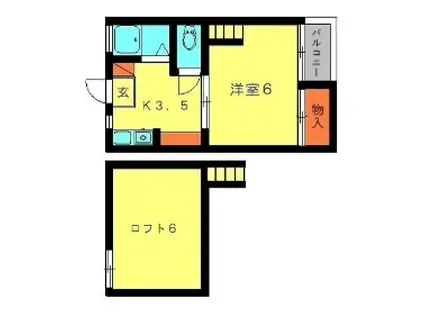 ヴィクトリー光町(1DK/2階)の間取り写真