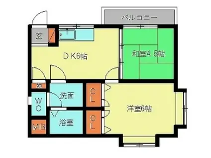 PEARL COURT 春日原(2DK/6階)の間取り写真