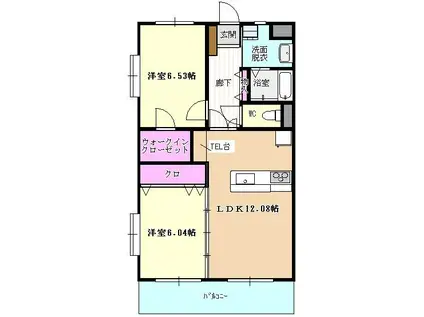 プリマベーラ(2LDK/3階)の間取り写真