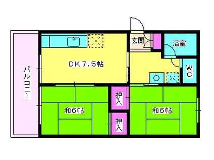 大宝ビル(2DK/2階)の間取り写真