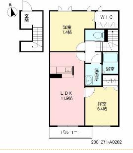 フルール伯玄(2LDK/2階)の間取り写真