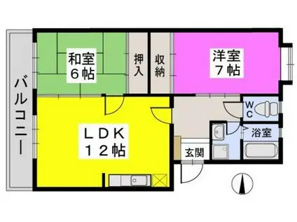 ハイムTOH(2LDK/4階)の間取り写真