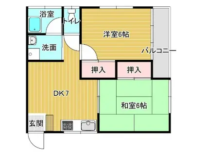 白水ハイツ(2DK/2階)の間取り写真