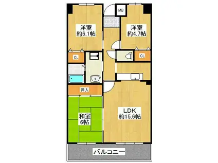 プレジュール博多南(3LDK/7階)の間取り写真