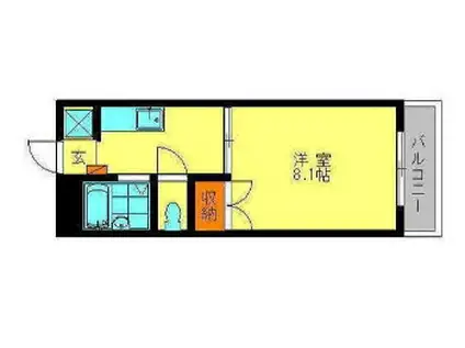 エスポアール春日原南(1K/3階)の間取り写真