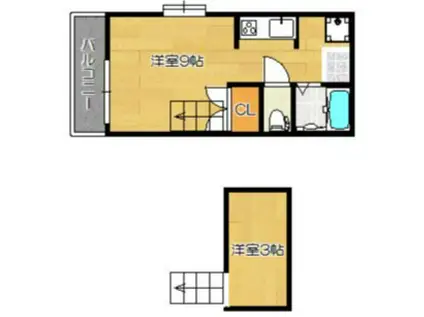 西鉄天神大牟田線 井尻駅 徒歩8分 2階建 築32年(ワンルーム/2階)の間取り写真