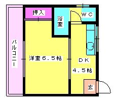 西鉄天神大牟田線 井尻駅 徒歩1分 3階建 築40年(1DK/3階)の間取り写真