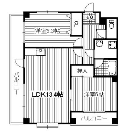博多南線 博多南駅 徒歩7分 3階建 築26年(2LDK/3階)の間取り写真