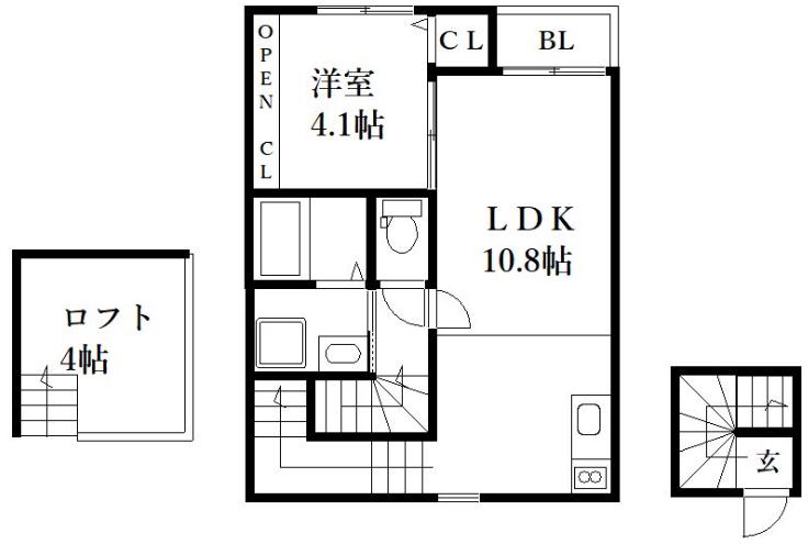 APT03(1LDK/2階)の間取り写真