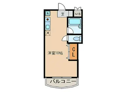 ラ・ベラカーサ(ワンルーム/2階)の間取り写真