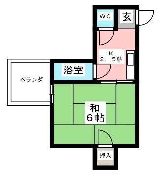 横手レジデンス(1K/1階)の間取り写真