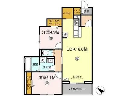 ラコルト板付(2LDK/2階)の間取り写真