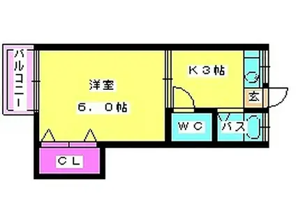 カスタシオン井尻A(1K/1階)の間取り写真