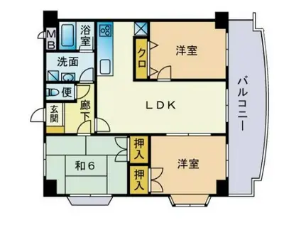 西鉄天神大牟田線 雑餉隈駅 徒歩26分 6階建 築22年(3LDK/2階)の間取り写真