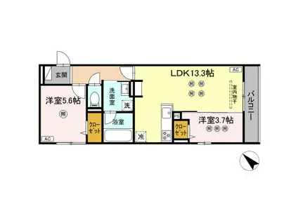 D-ROOM半道橋(2LDK/1階)の間取り写真