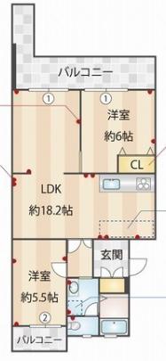 上平田マンション(2LDK/2階)の間取り写真