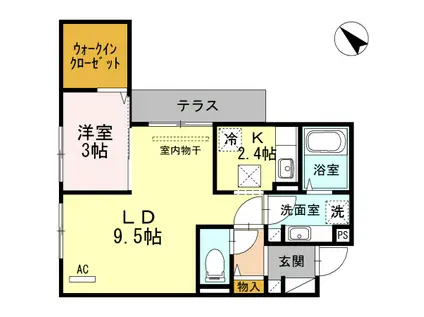 D-ROOM大橋(1LDK/1階)の間取り写真