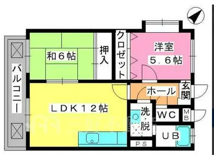 アメニティ春日原(2LDK/4階)の間取り写真