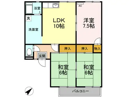 コスモハイツエデン(3LDK/2階)の間取り写真