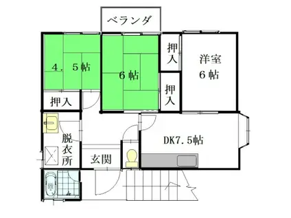 西鉄天神大牟田線 井尻駅 徒歩27分 2階建 築33年(3DK)の間取り写真