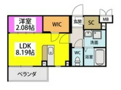 レジデンシャルジェム井尻(1LDK/5階)の間取り写真