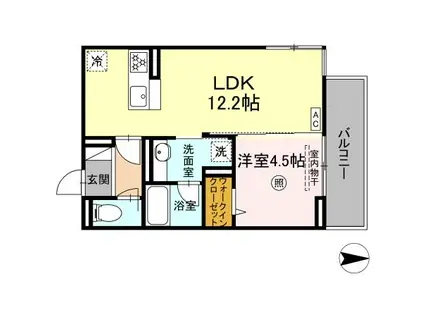 D-ROOM南福岡(1LDK/2階)の間取り写真