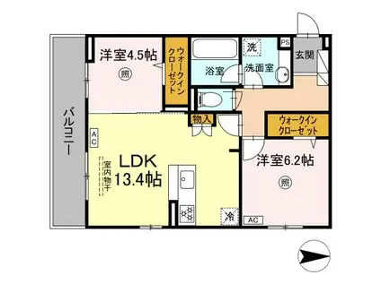 D-ROOM南福岡(2LDK/2階)の間取り写真