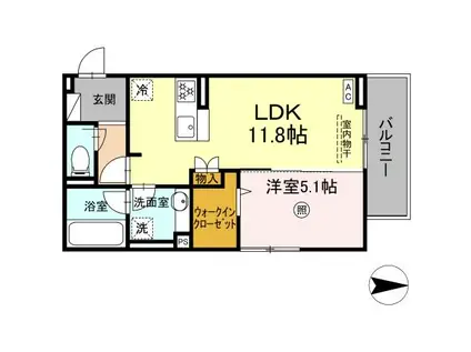 D-ROOM南福岡(1LDK/3階)の間取り写真
