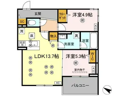 GRANDVALLEY 博多(2LDK/1階)の間取り写真