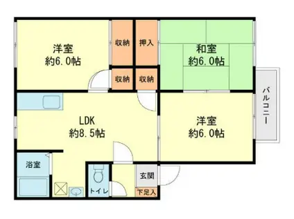 フローライン昇町A棟(3LDK/2階)の間取り写真