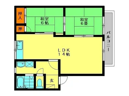 西鉄天神大牟田線 井尻駅 徒歩15分 2階建 築32年(2LDK/2階)の間取り写真