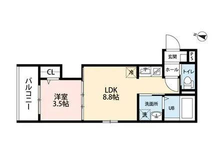 HARU(1LDK/2階)の間取り写真