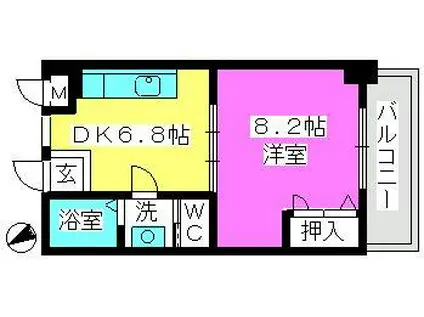 パインクレスト高宮(1DK/2階)の間取り写真