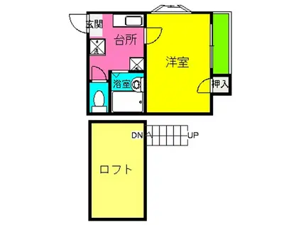 クローバー・ハイツ(1K/2階)の間取り写真