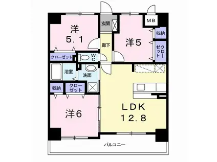 スカイシャトレ空港南(3LDK/3階)の間取り写真