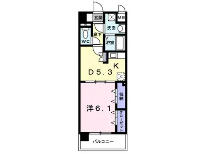 ソレイユ・ルヴァン(1DK/1階)の間取り写真