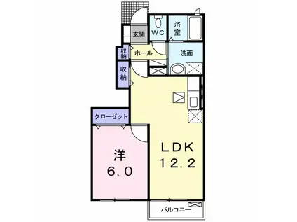 ジェントリーフォレストB(1LDK/1階)の間取り写真