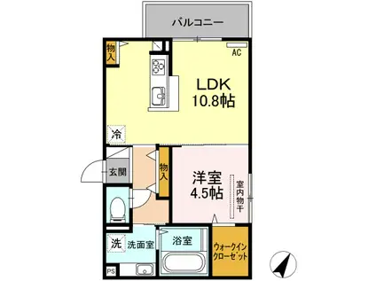 D-ROOM博多駅南弐番館(1LDK/3階)の間取り写真