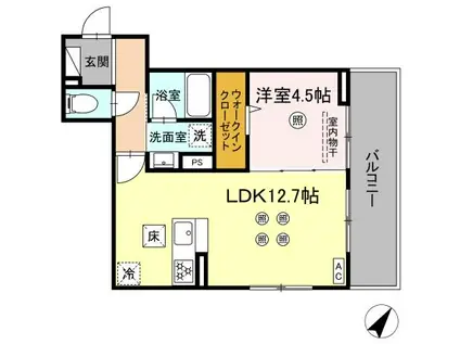 D-ROOM板付(1LDK/1階)の間取り写真
