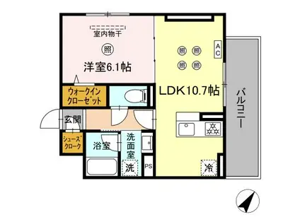 D-ROOM板付(1LDK/2階)の間取り写真