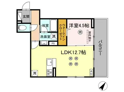 D-ROOM板付(1LDK/2階)の間取り写真
