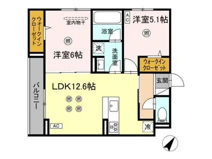 D-ROOM板付(2LDK/3階)の間取り写真